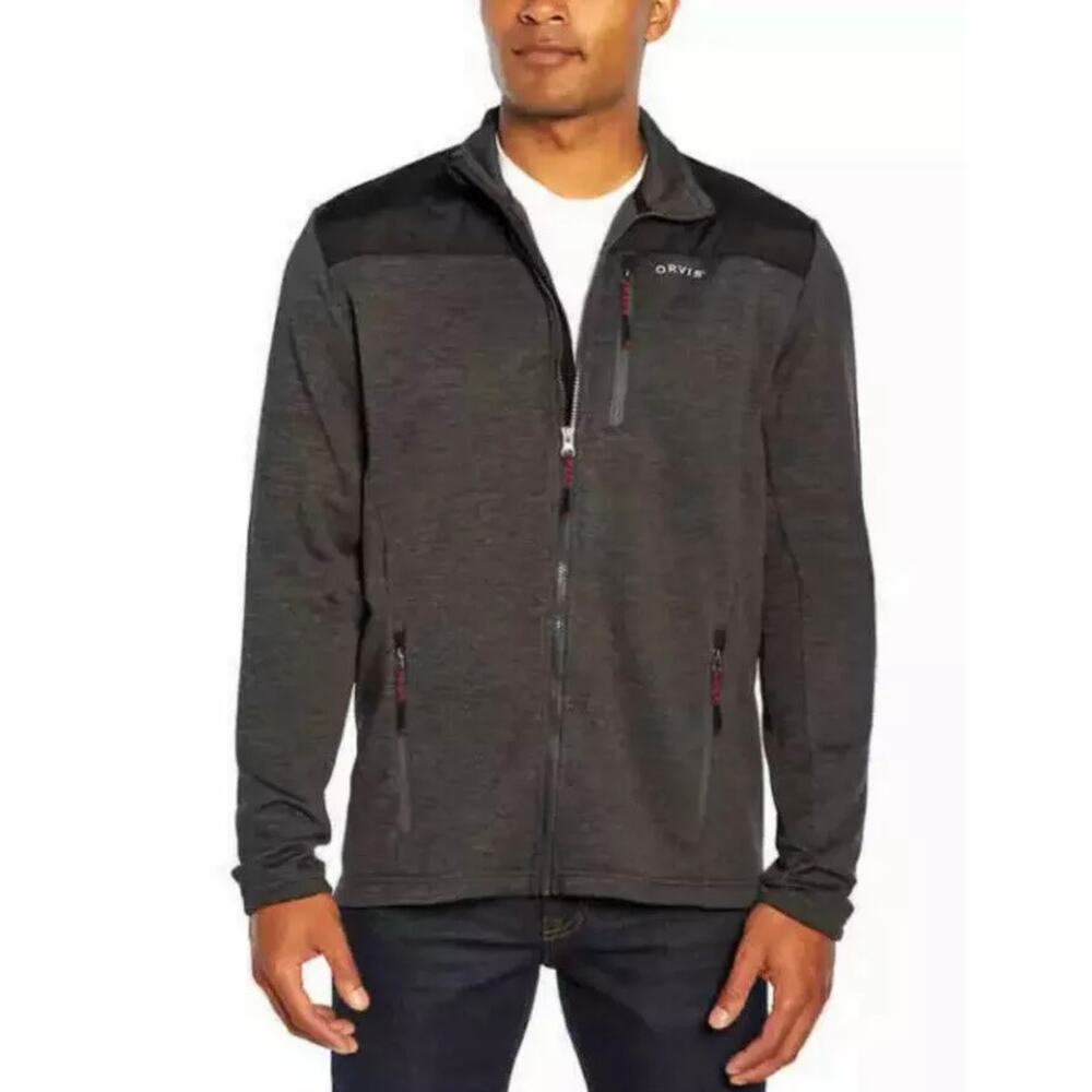 ORVIS Full Zip Moisture Wicking Jacket Men's Size XL Black Charcoal Gray